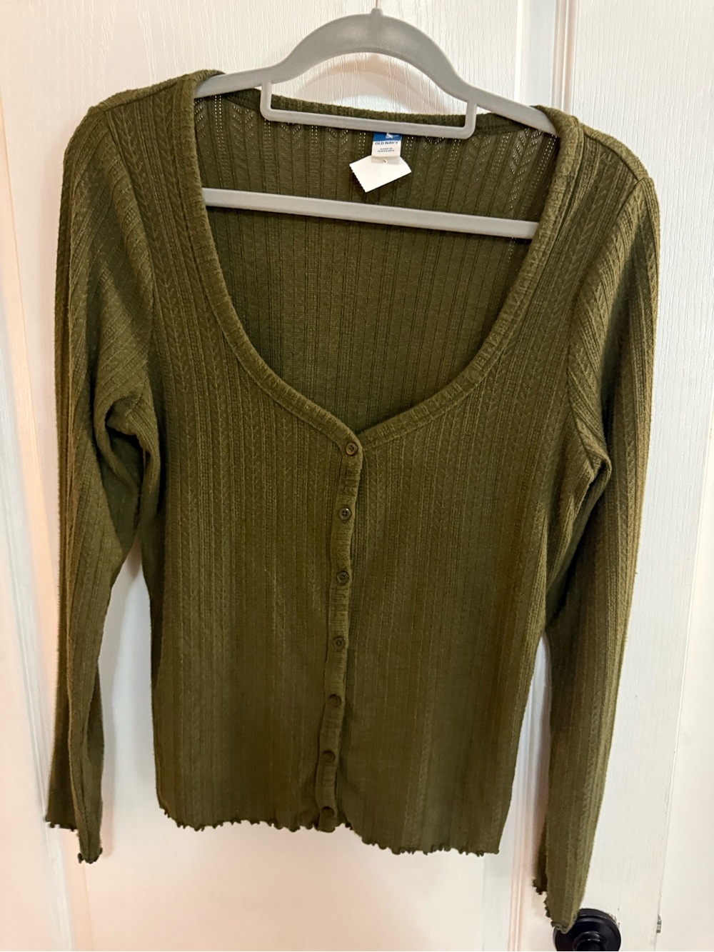 Old Navy Olive Green Ribbed Knit Cardigan